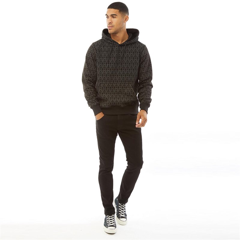 Buy Fluid Mens Printed Hoodie Black/Grey