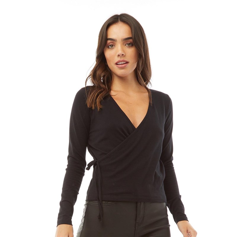 Buy Fluid Womens Wrap Top Black