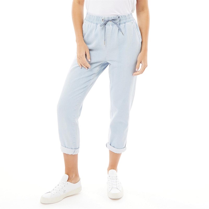 Buy Fluid Womens Elasticated Waist Roll Up Jeans Bleach Wash