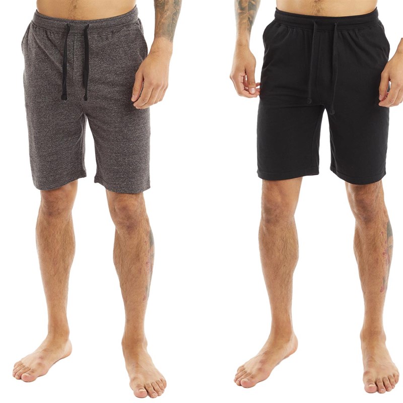 Buy Fluid Mens Two Pack Pyjama Shorts Charcoal Marl/Black