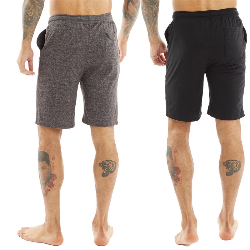 Buy Fluid Mens Two Pack Pyjama Shorts Charcoal Marl/Black