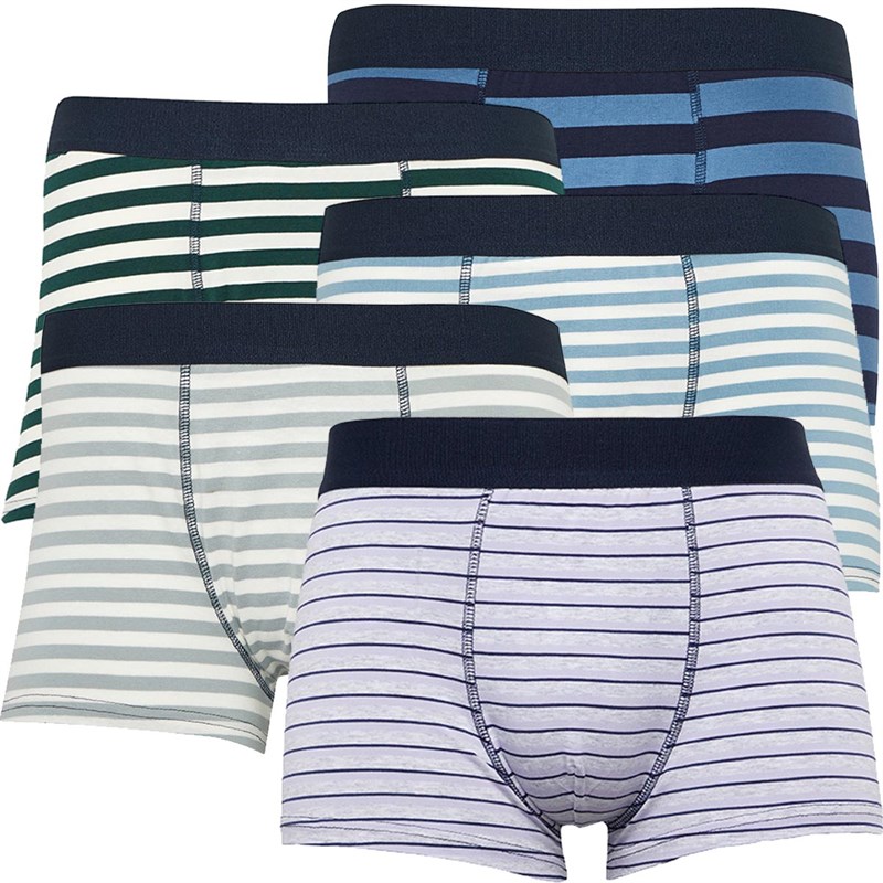 Buy Fluid Mens Assorted Yarn Dyed Stripe Five Pack Boxers Shorts Multi