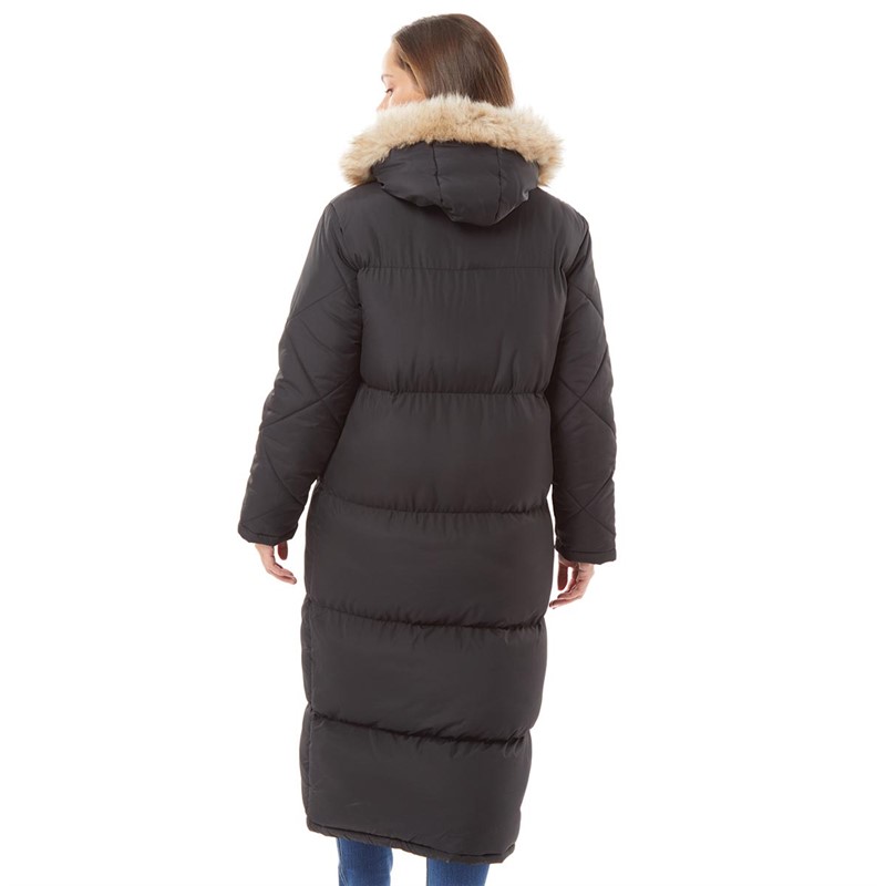 Buy Fluid Womens Longline Faux Fur Trim Hooded Jacket With Quilted
