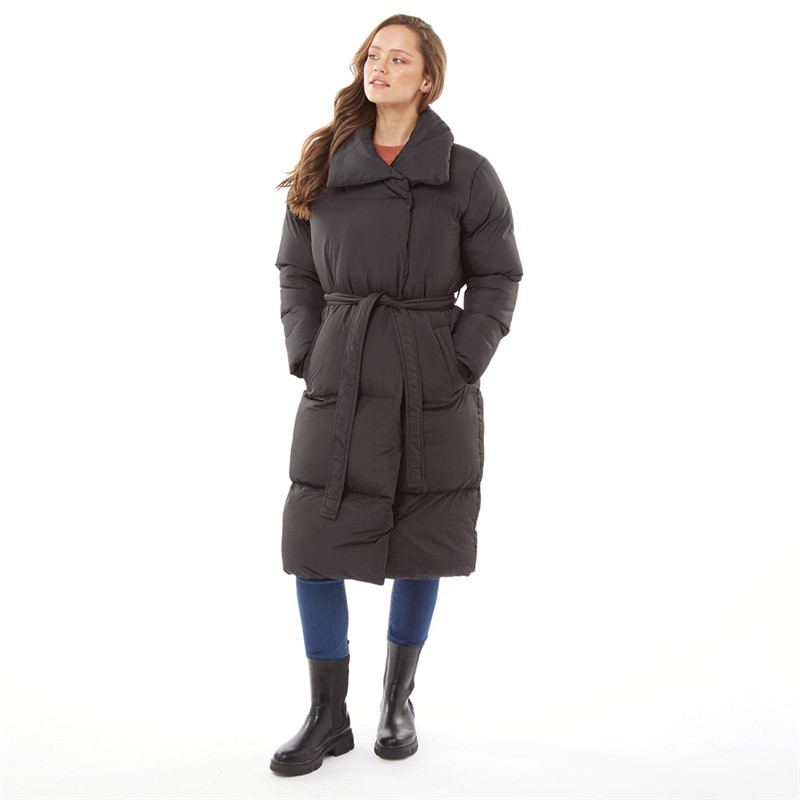 Buy Fluid Womens Duvet Jacket With Tie Belt Black