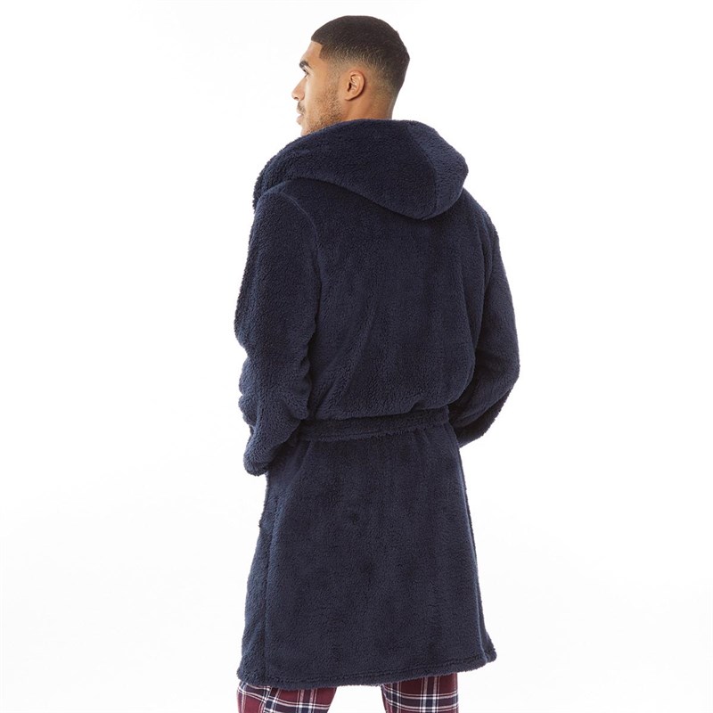 Buy Fluid Mens Hooded Wellsoft Robe Navy