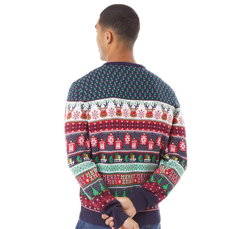 Buy Fluid Mens Jacquard Christmas Jumper Multi