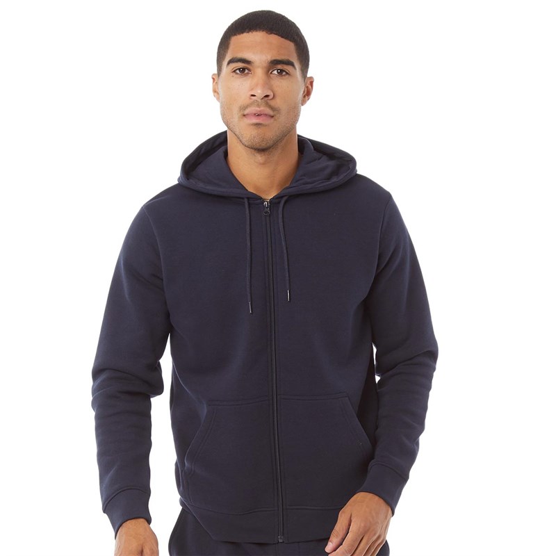Buy Fluid Mens Zip Through Fleece Hoodie Navy
