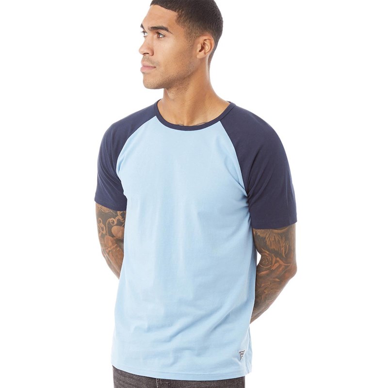 Buy Fluid Mens Raglan Sleeve TShirt Dusk Blue/Navy
