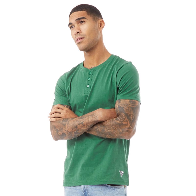 Buy Fluid Mens Henley TShirt 60 Posy Green