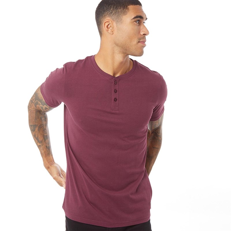 Buy Fluid Mens Henley TShirt New Maroon
