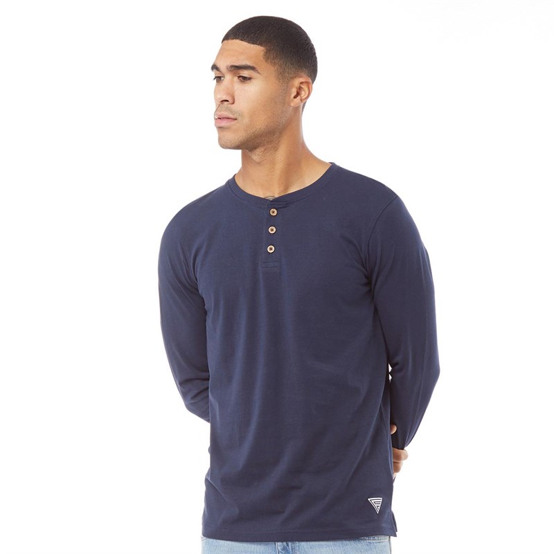 Buy Fluid Mens Long Sleeve Henley Top Navy
