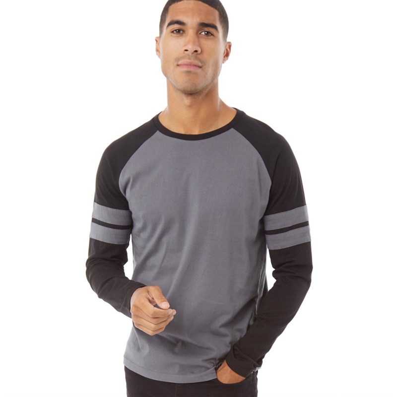 Buy Fluid Mens Long Sleeve Raglan Top Irongate/Black