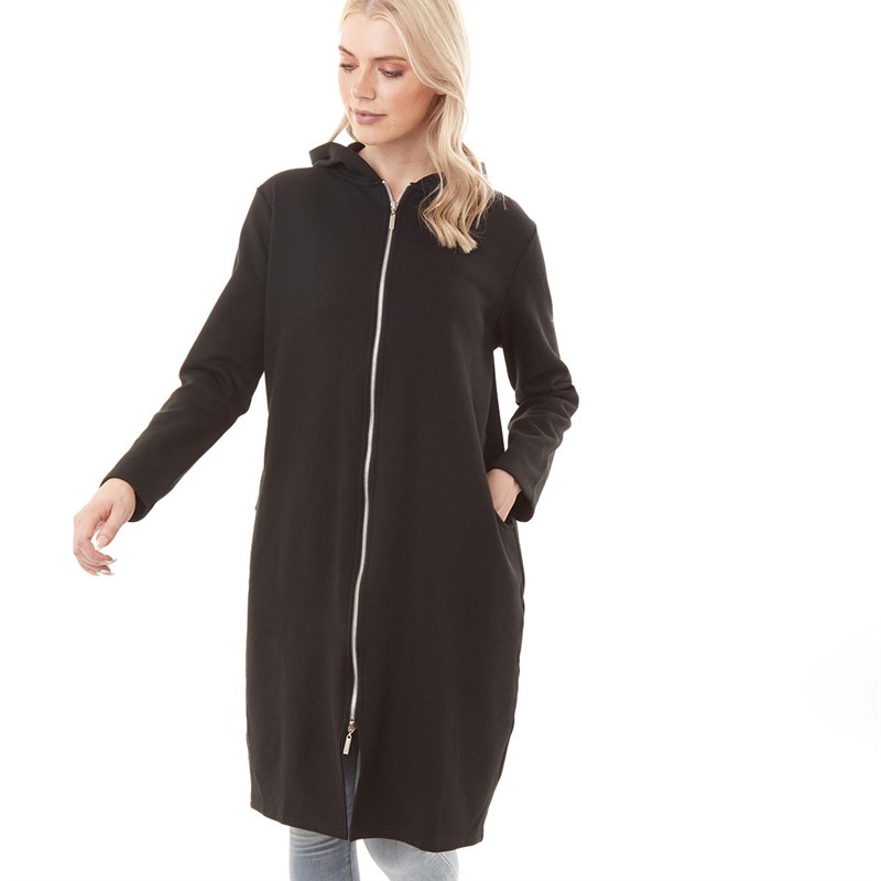 Buy Fluid Womens Longline Zip Hoodie Black