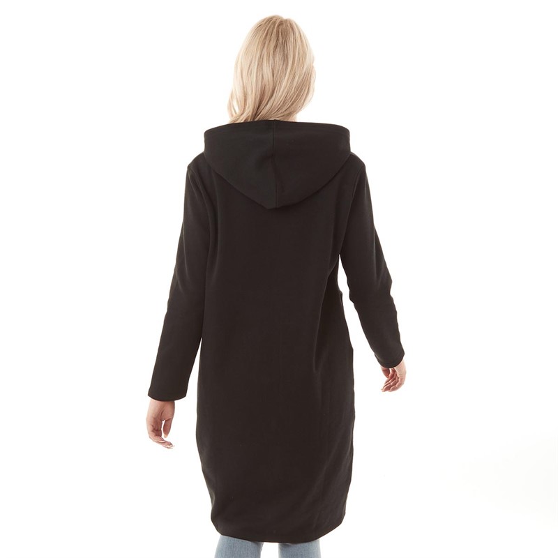 Buy Fluid Womens Longline Zip Hoodie Black
