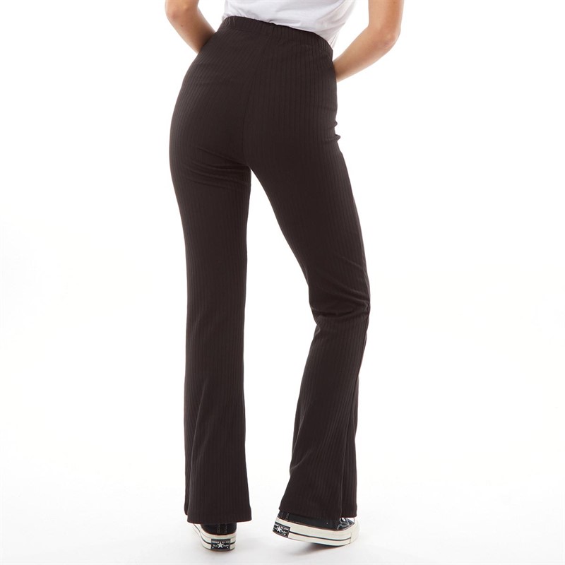 Buy Fluid Womens Rib Flare Trousers Black