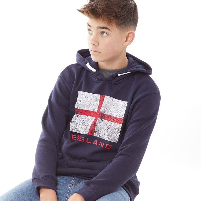 Buy Fluid Junior England Flag Hoodie Navy