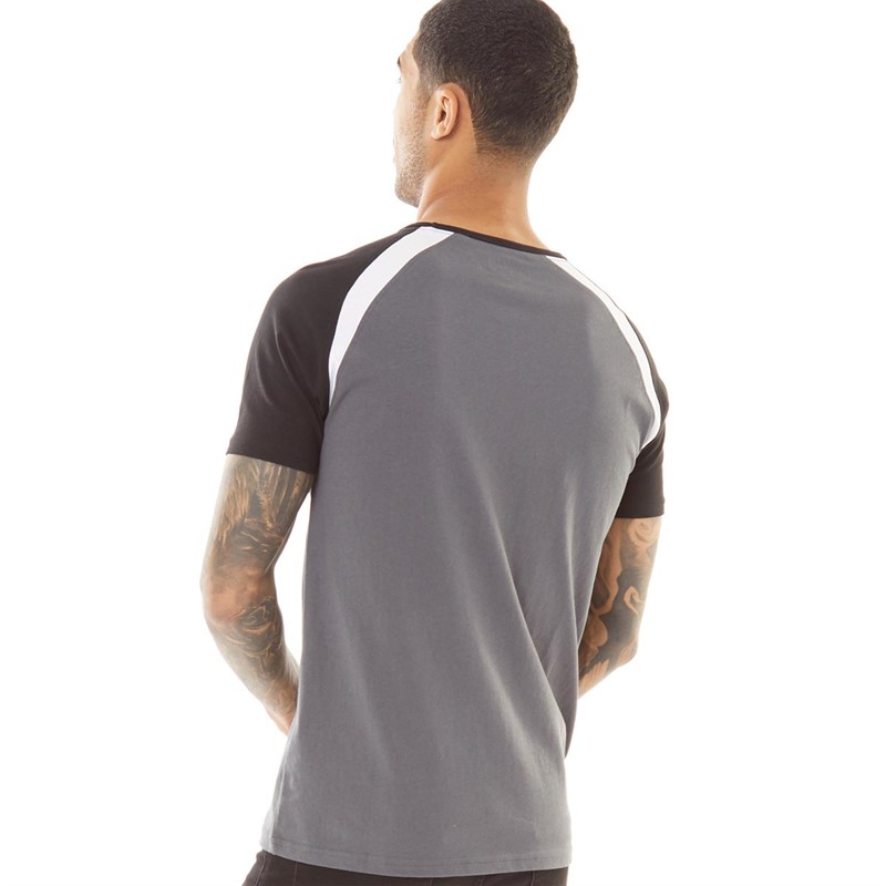 Buy Fluid Mens Raglan Stripe TShirt Irongate/White/Black