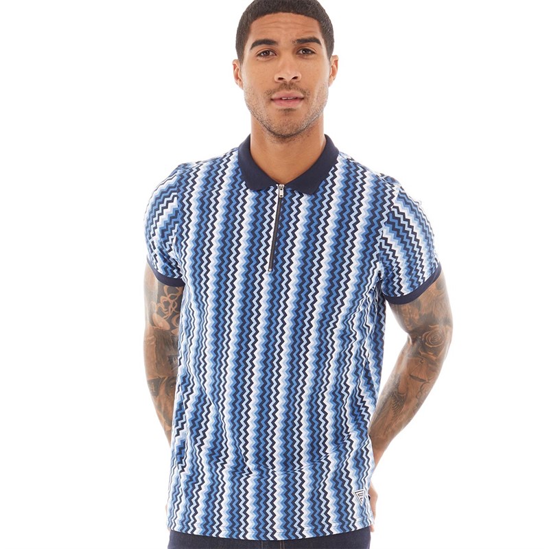 Buy Fluid Mens Vertical Stripe Polo Shirt Navy