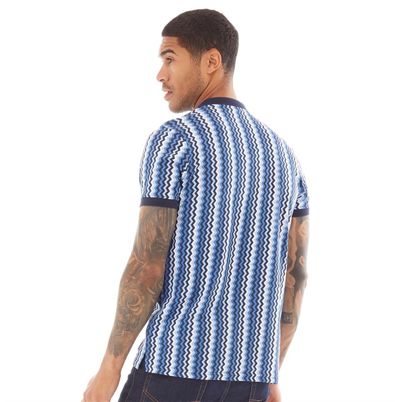 Buy Fluid Mens Vertical Stripe Polo Shirt Navy