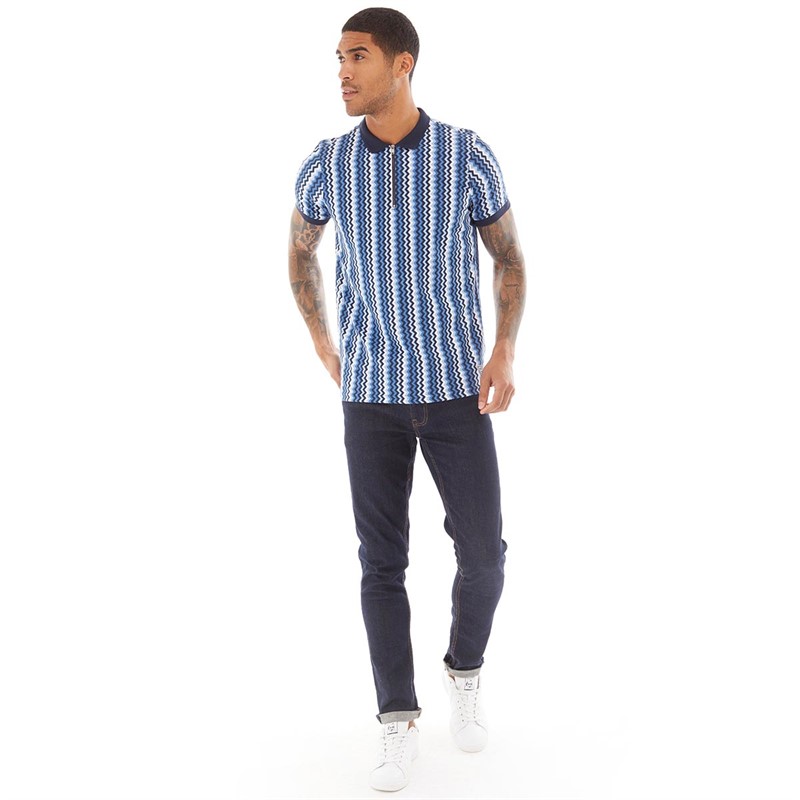 Buy Fluid Mens Vertical Stripe Polo Shirt Navy