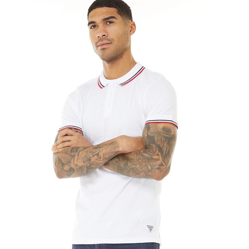 Buy Fluid Mens Jersey Polo Shirt White/Red