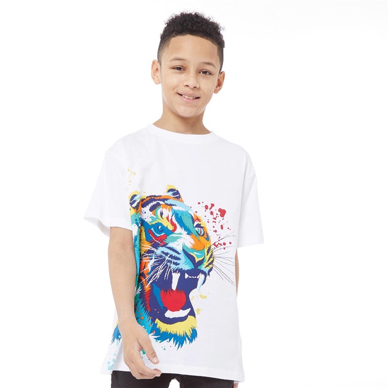 Buy Fluid Boys Tiger Print TShirt White
