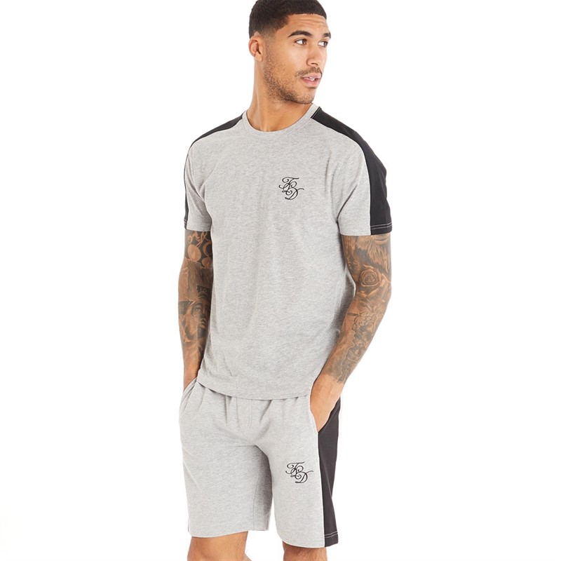 Buy Fluid Mens TShirt And Shorts Set Grey Marl/Black