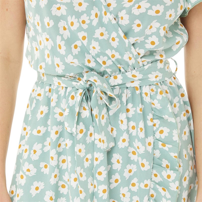 Buy Fluid Womens Floral Wrap Dress Green/White