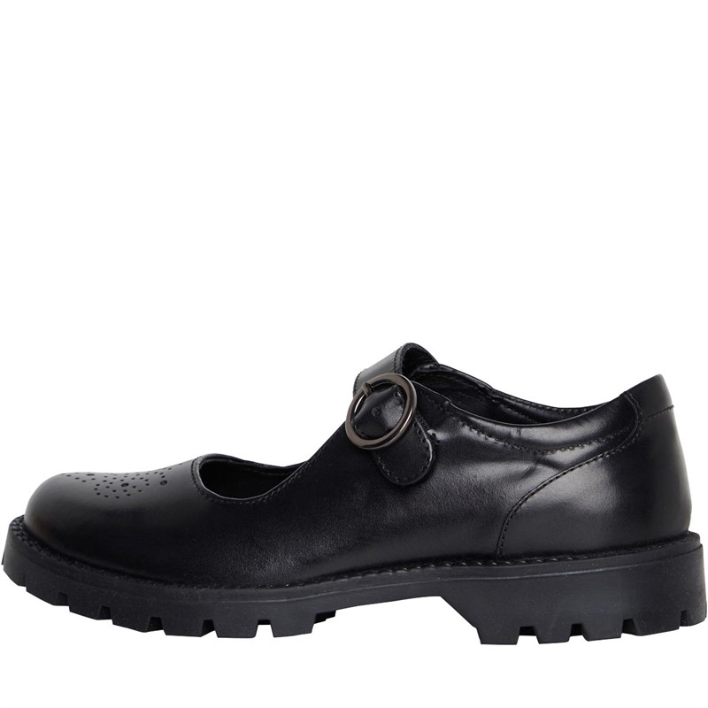 Buy Fluid Junior Girls Leather Cleated Sole School Shoes Black