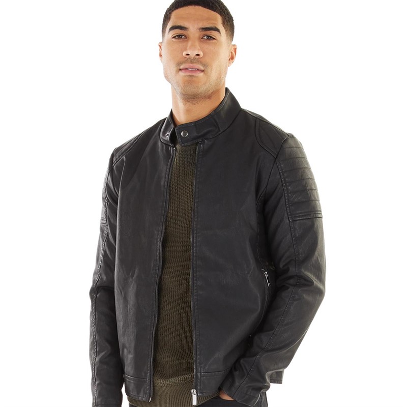 Buy Fluid Mens Faux Leather Jacket Black
