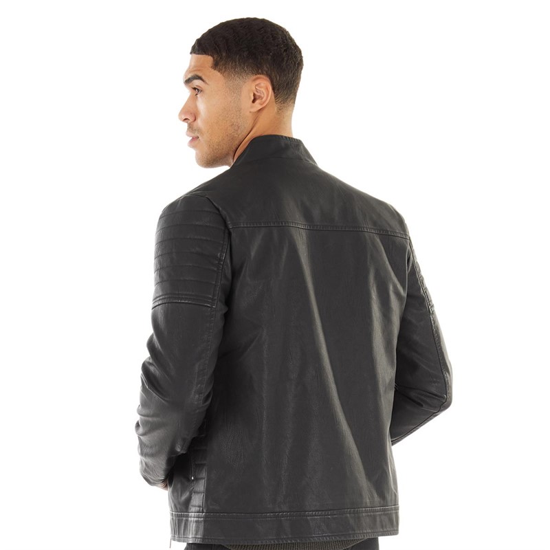 Buy Fluid Mens Faux Leather Jacket Black