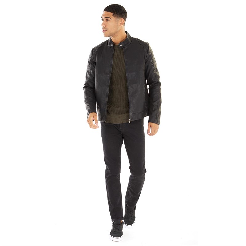 Buy Fluid Mens Faux Leather Jacket Black