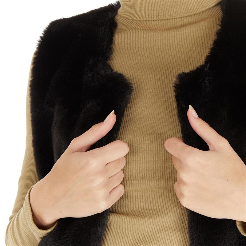 Buy Fluid Womens Faux Fur Gilet Black