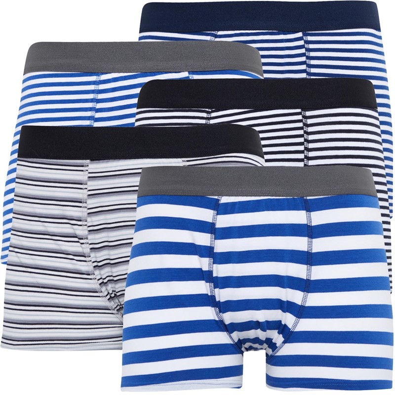 Buy Fluid Mens Assorted Yarn Dyed Stripe Five Pack Boxer Shorts Multi Stripe