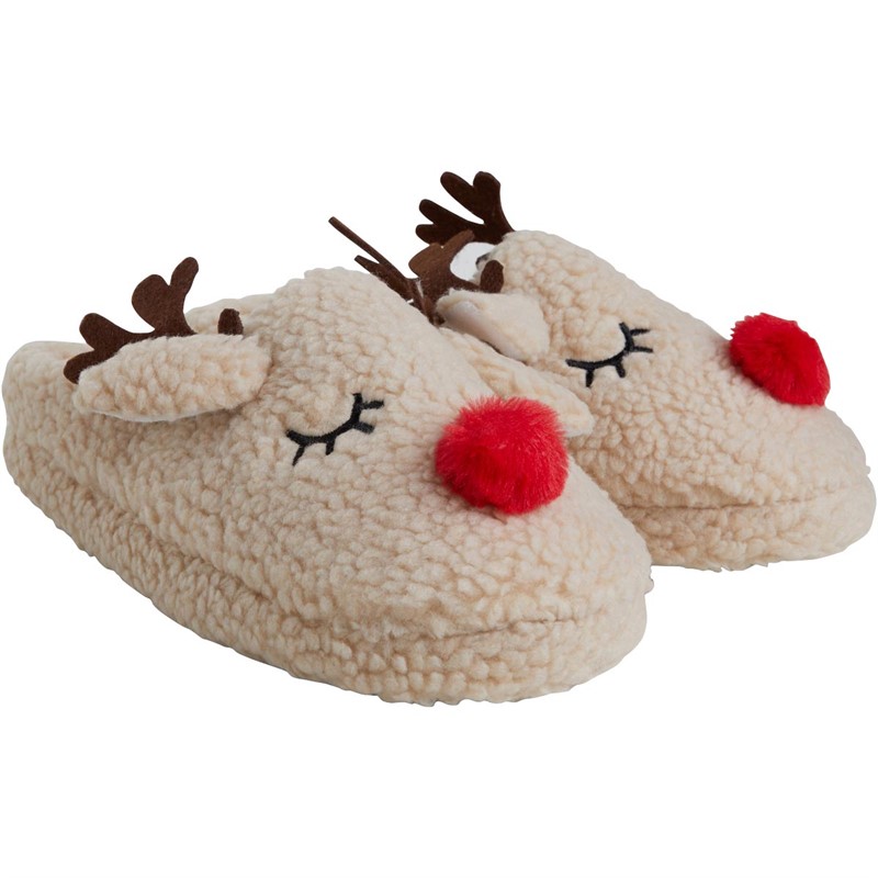 Buy Fluid Womens Reindeer Slippers Ecru