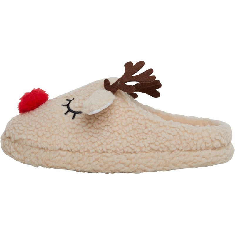 Buy Fluid Womens Reindeer Slippers Ecru