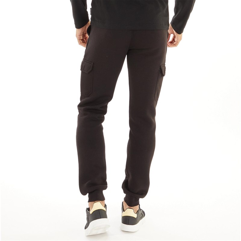 Buy Fluid Mens Fleece Cargo Joggers Black