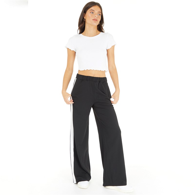 Buy Fluid Womens Side Panel Trousers Black/White