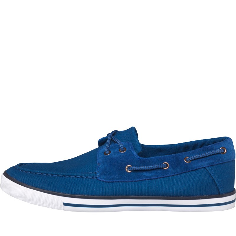 Buy Fluid Mens Canvas/Suede Boat Shoes Blue