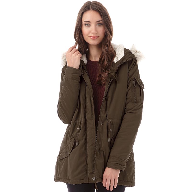 Buy Fluid Womens Parka Jacket Khaki