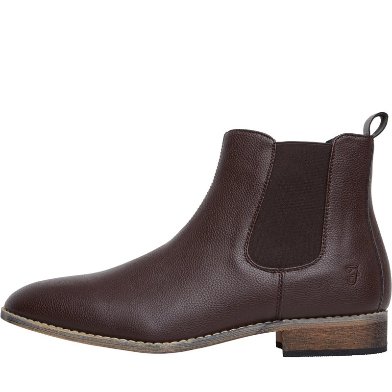 Buy FARAH Mens Kirk Synthetic Chelsea Boots Brown