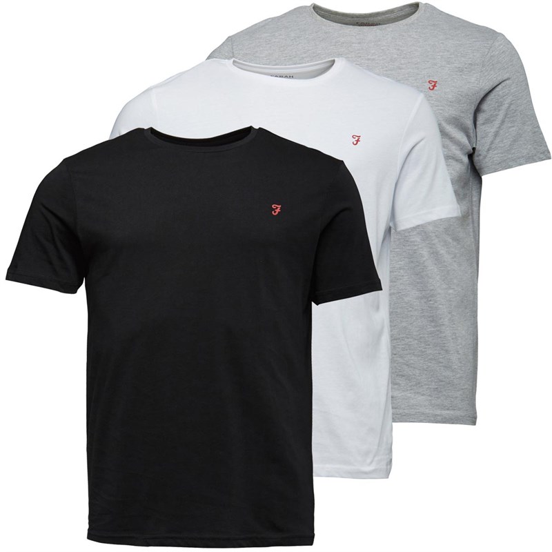 Buy FARAH Mens Merion Three Pack Lounge TShirt Black/White/Grey