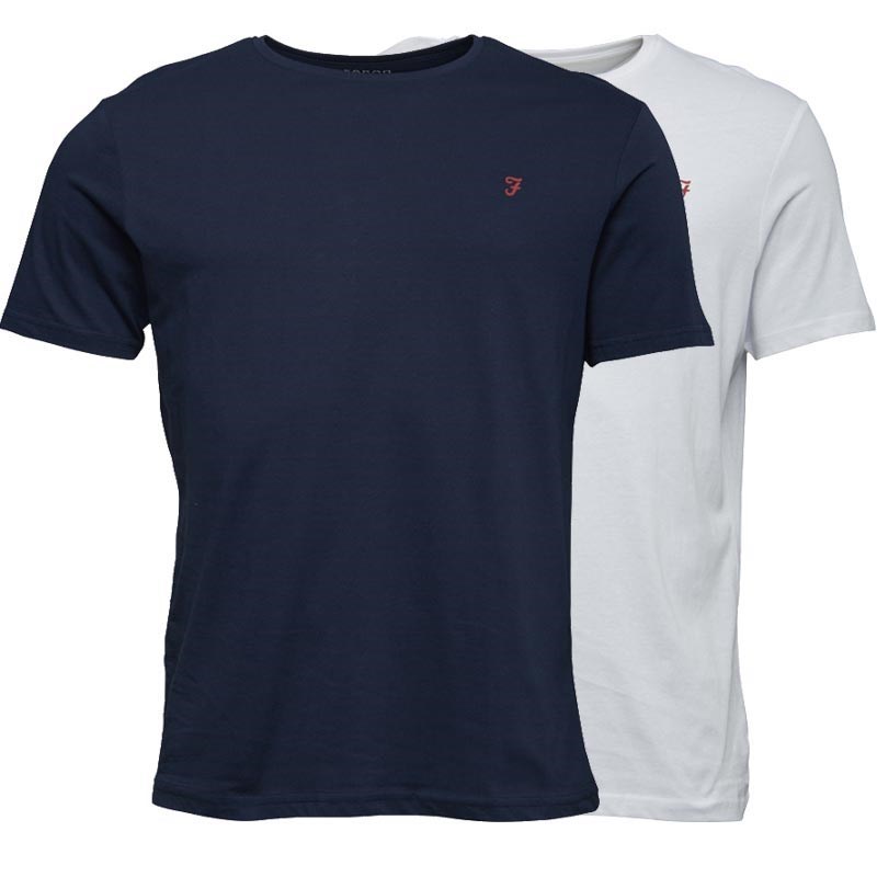Buy FARAH Mens Dornoch Two Pack Lounge TShirts Navy/White