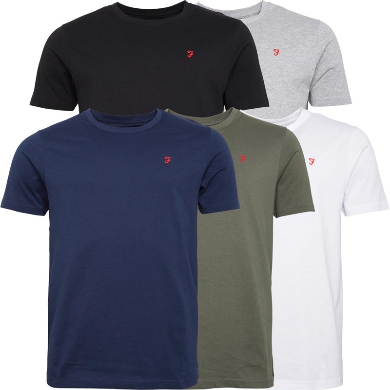 Buy FARAH Mens Firzton Five Pack Lounge TShirts White/Black/Grey/Navy