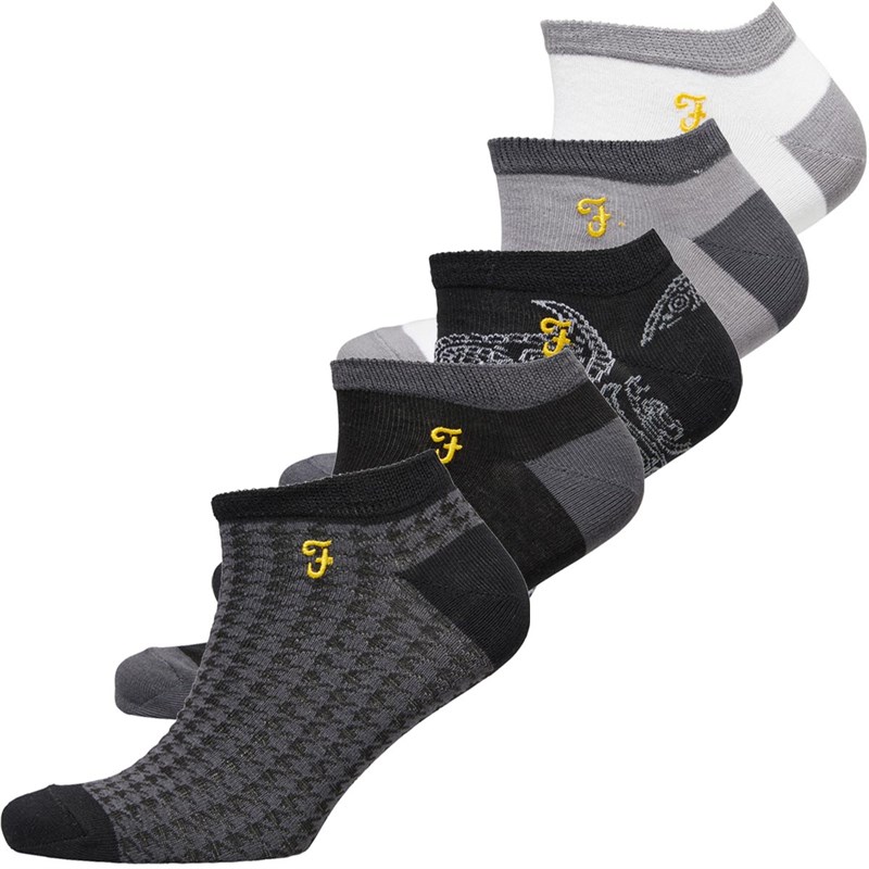 Buy Farah Mens Windsor Five Pack Trainer Liner Socks Assorted