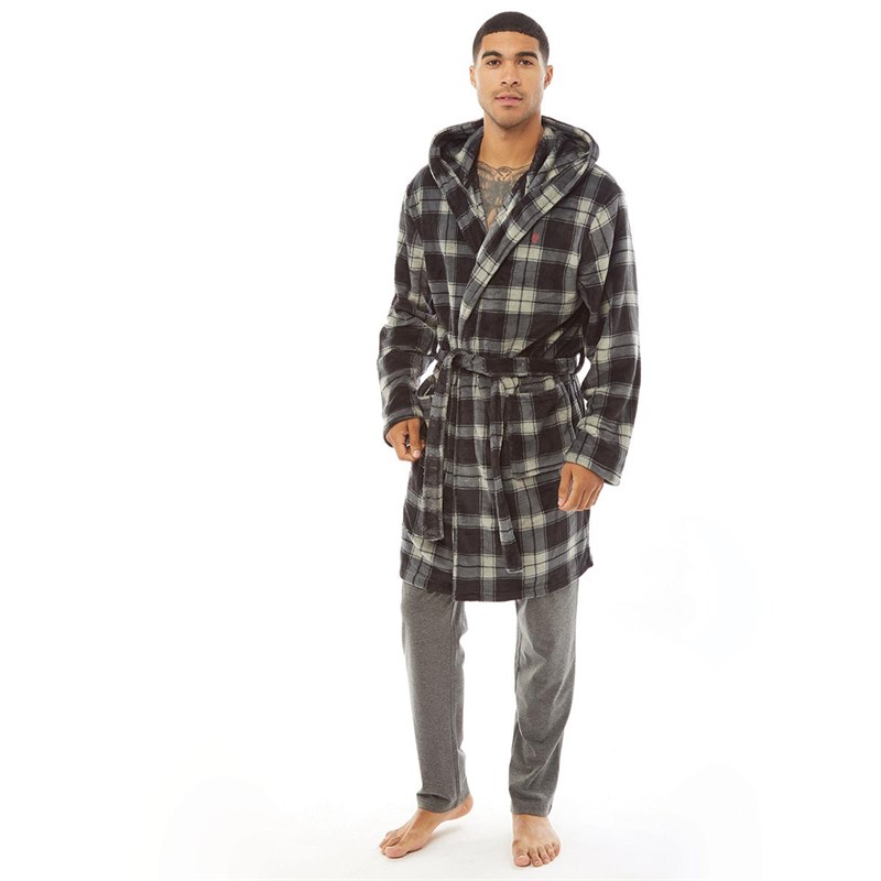 Buy FARAH Mens Valone 2 Dressing Gown Black Check