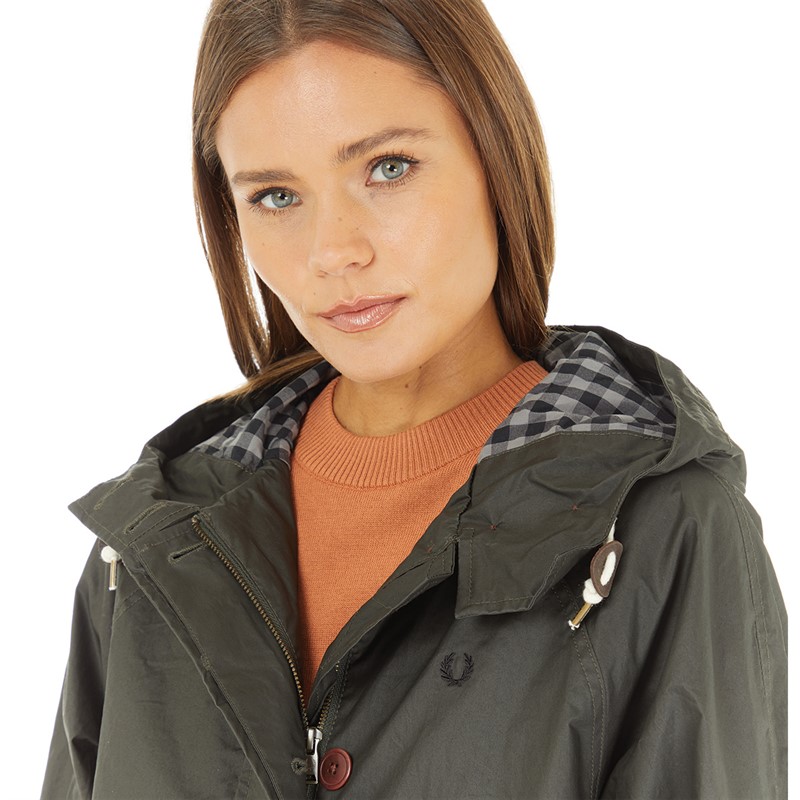 Buy Fred Perry Womens Oversized Fishtail Parka Hunting Green