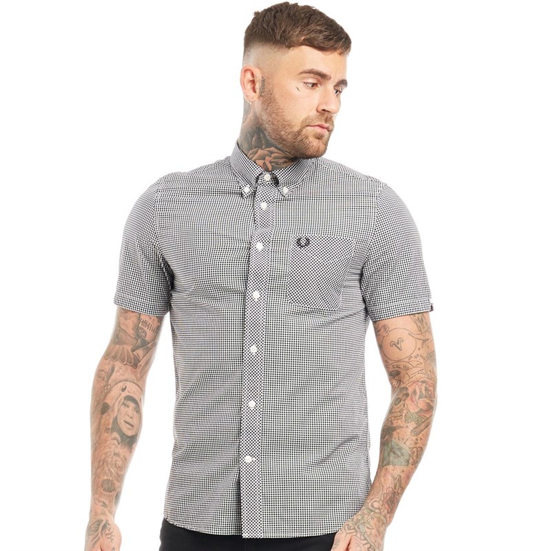 Buy Fred Perry Mens Classic Gingham Short Sleeve Shirt Black