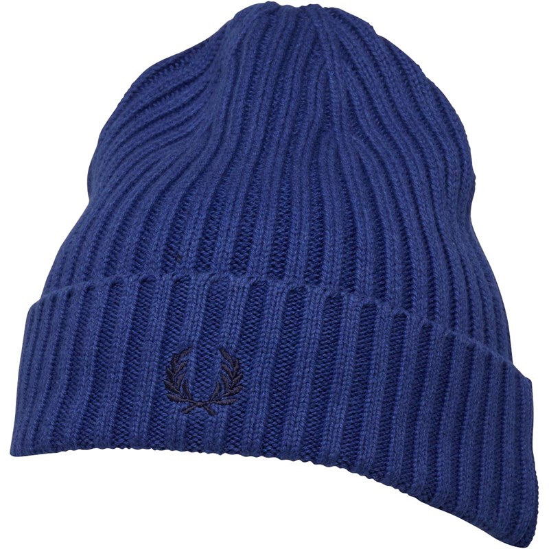 Buy Fred Perry Mens Cotton Ribbed Beanie Regal