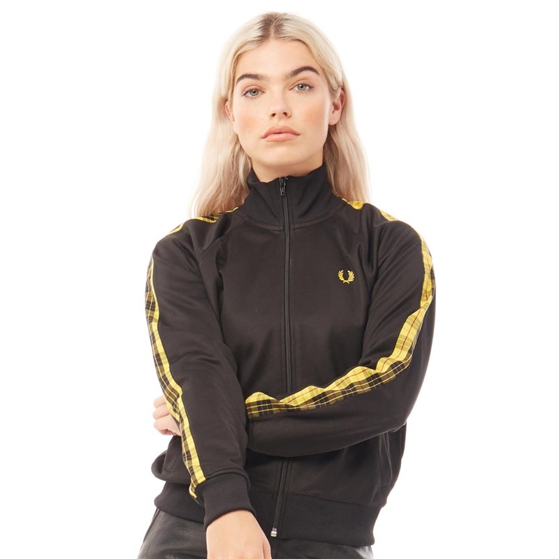Buy Fred Perry Womens Tartan Laurel Wreath Track Jacket Black